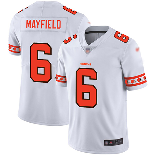 Cleveland Browns Baker Mayfield Men White Limited Jersey #6 NFL Football Team Logo Fashion